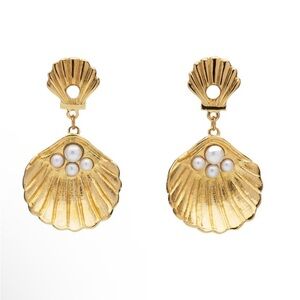 Mayamar Gold Shell Earrings with Pearls SOLD‎ OUT on line!